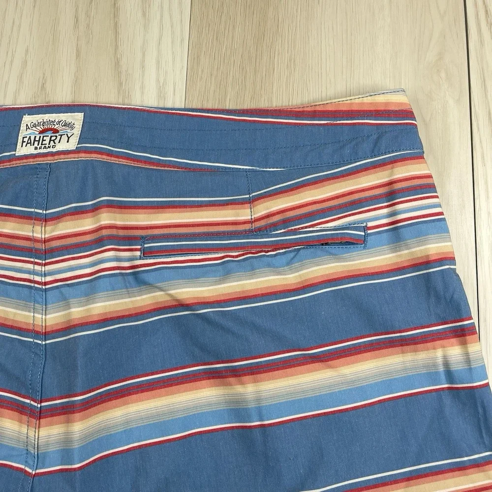 Faherty Classic Regular Fit Board Swim Shorts Men's 38 Coastal Shores Drawstring